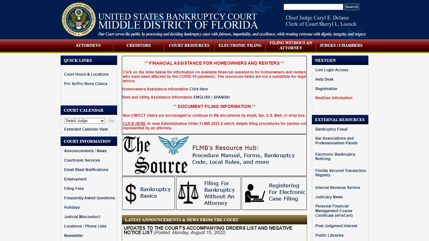 Home | U.S. Bankruptcy Court Middle District of Florida